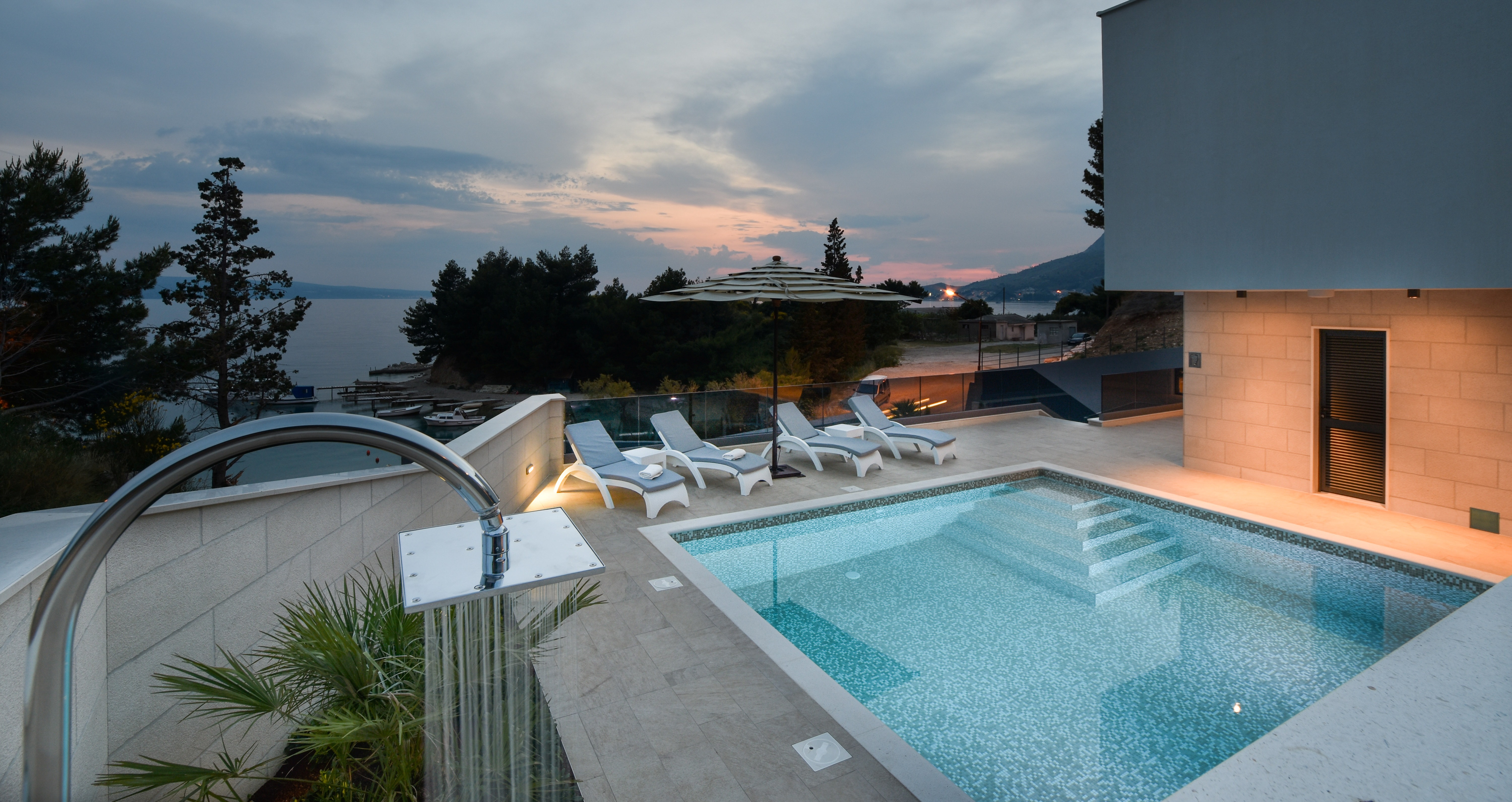 Sunset And Outside Shower