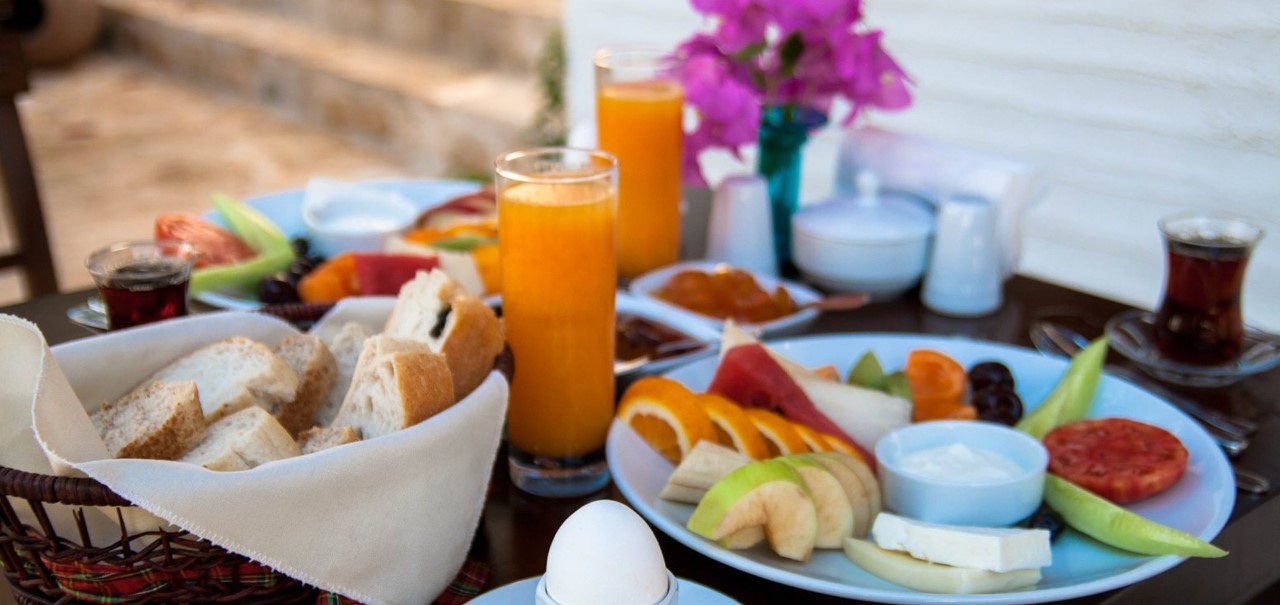 Turkish breakfast served outside your room