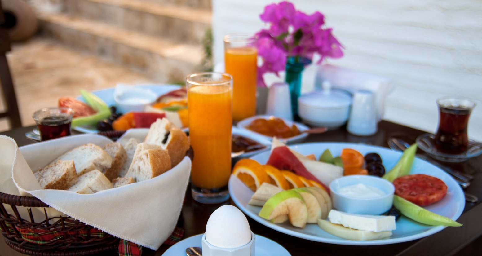Turkish breakfast served outside your room