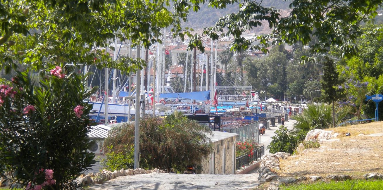 Kas harbour with boats and gulets