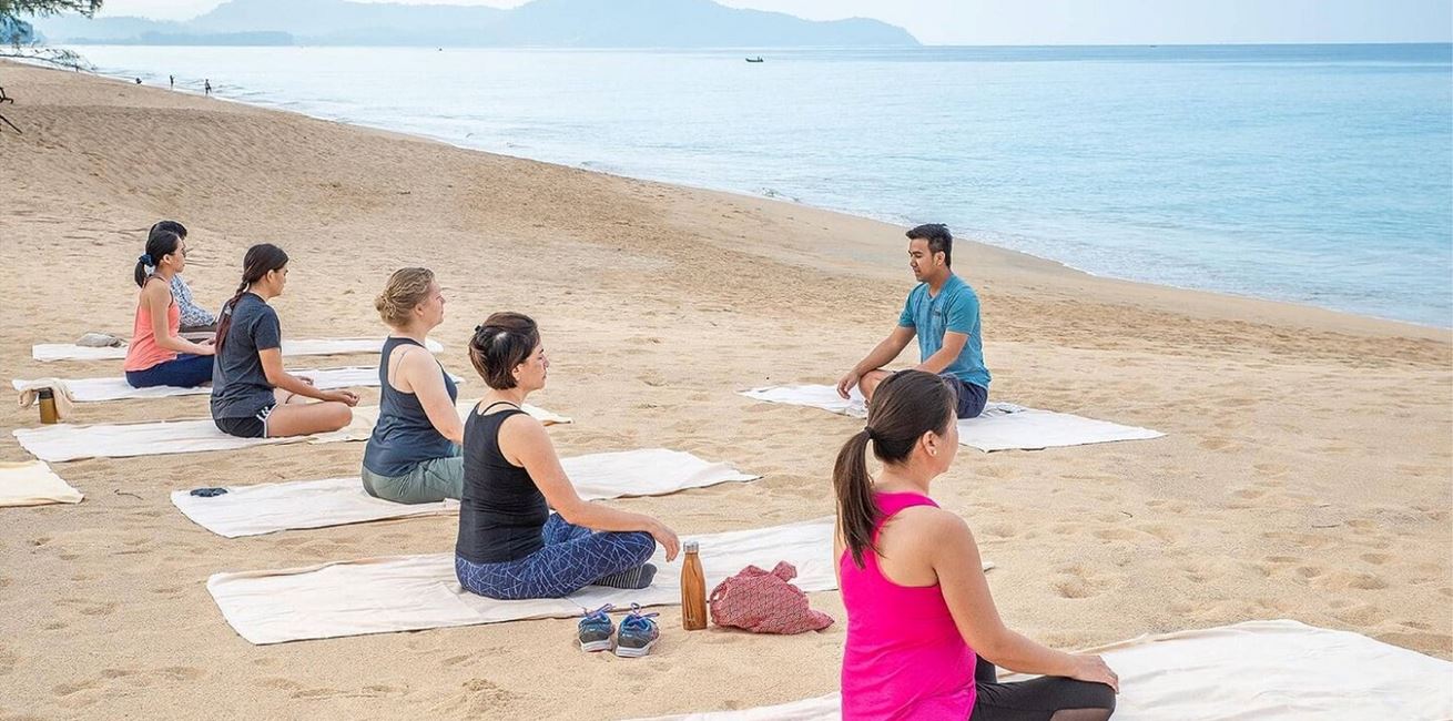 Yoga Class At Beach