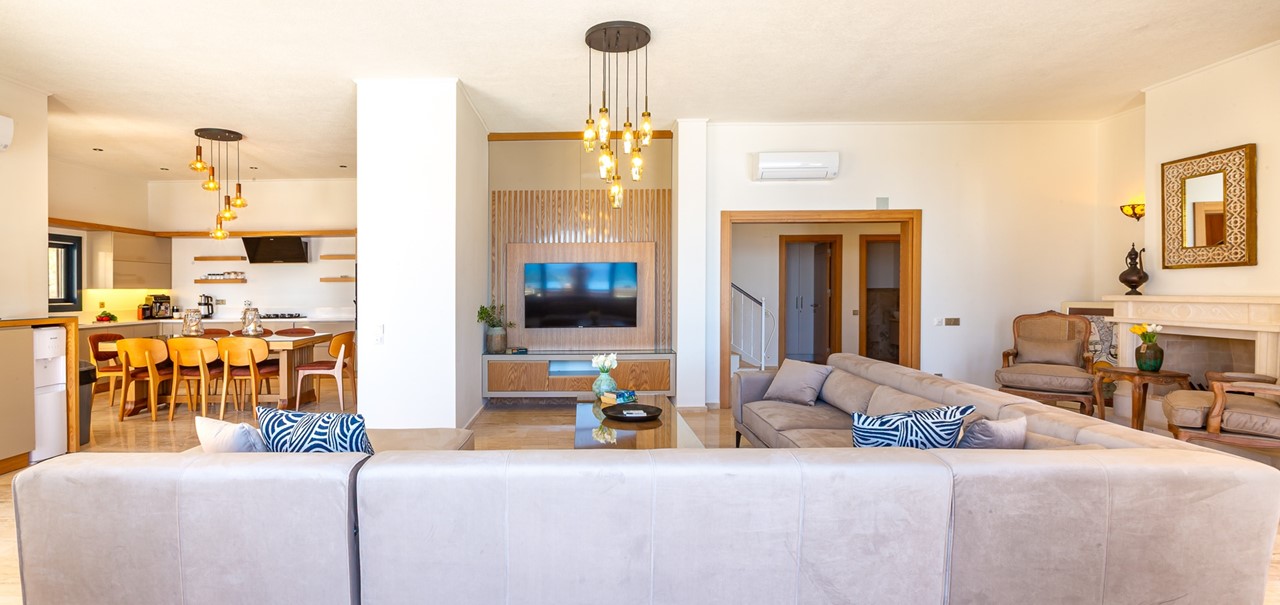Villa Guney Exclusive Kalkan Living Room And Kitchen