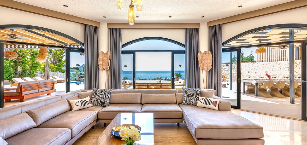 Villa Guney Exclusive Kalkan Living Room And Sea View