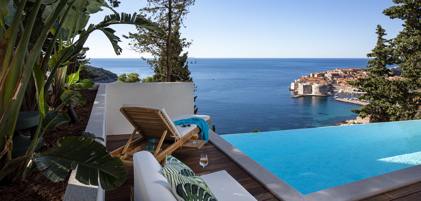 002 Villa Bellevue Dubrovnik Pool Terrace With Sea And Old Town View 1