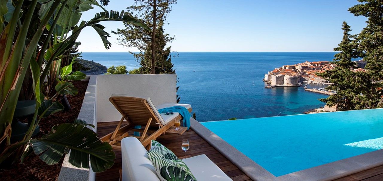 002 Villa Bellevue Dubrovnik Pool Terrace With Sea And Old Town View 1