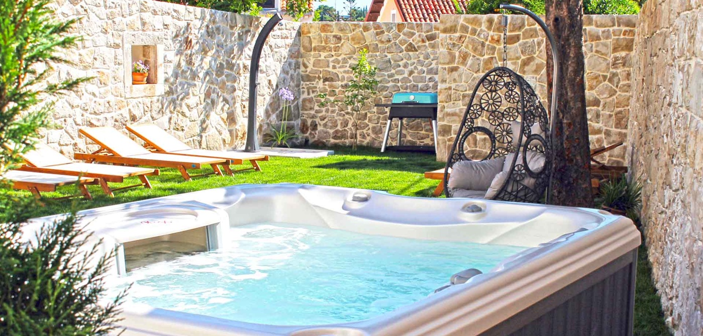 The Stone House Garden From Hot Tub Stone Walls