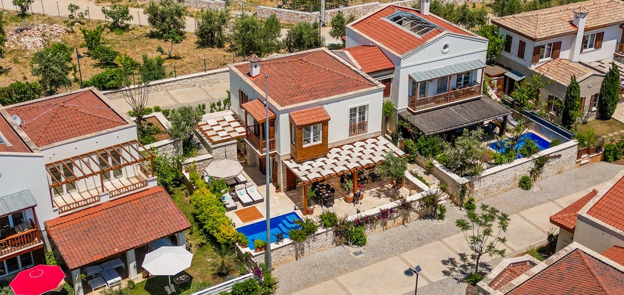 Villa Kalu Lavanta Kalkan Drone From Front KA0A0001126