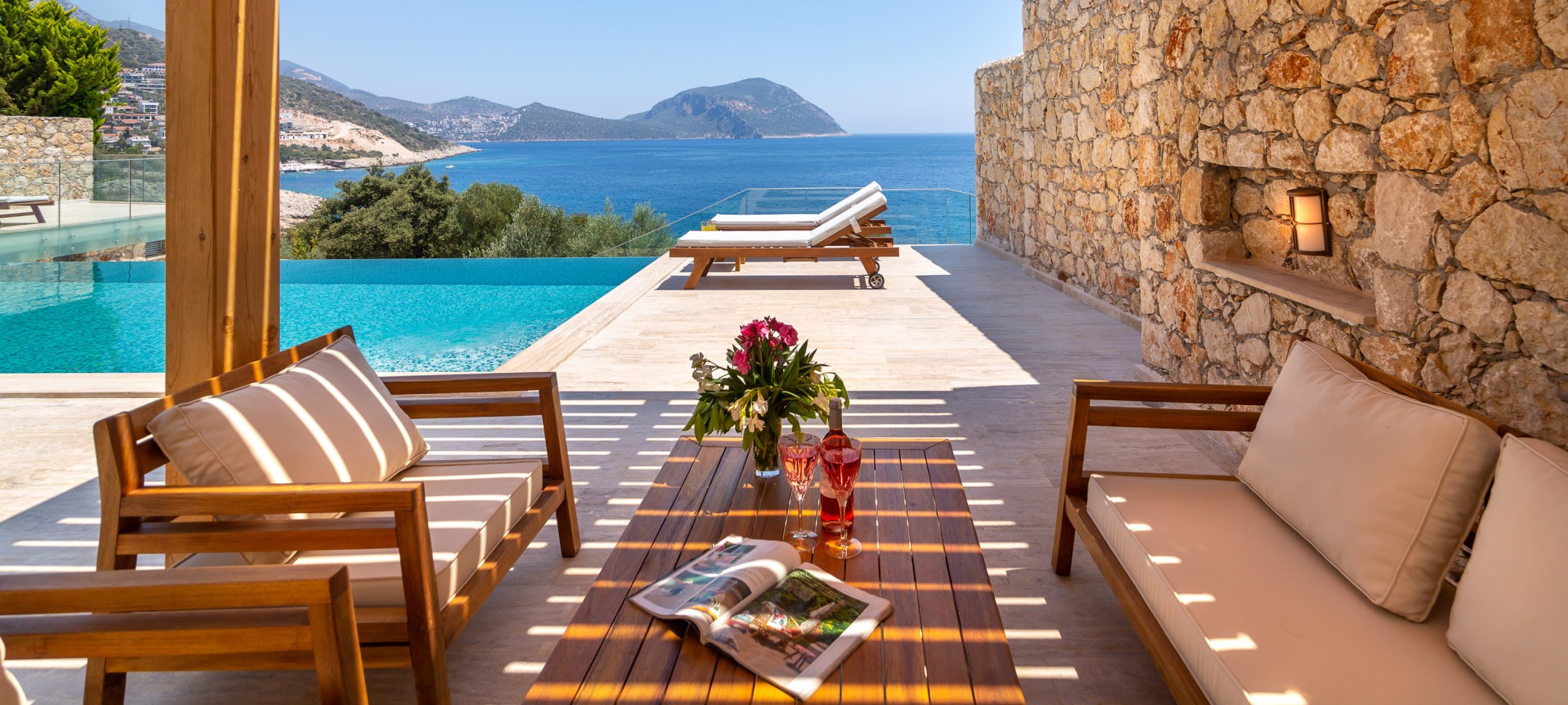 Kalkan villa terrace with sea views
