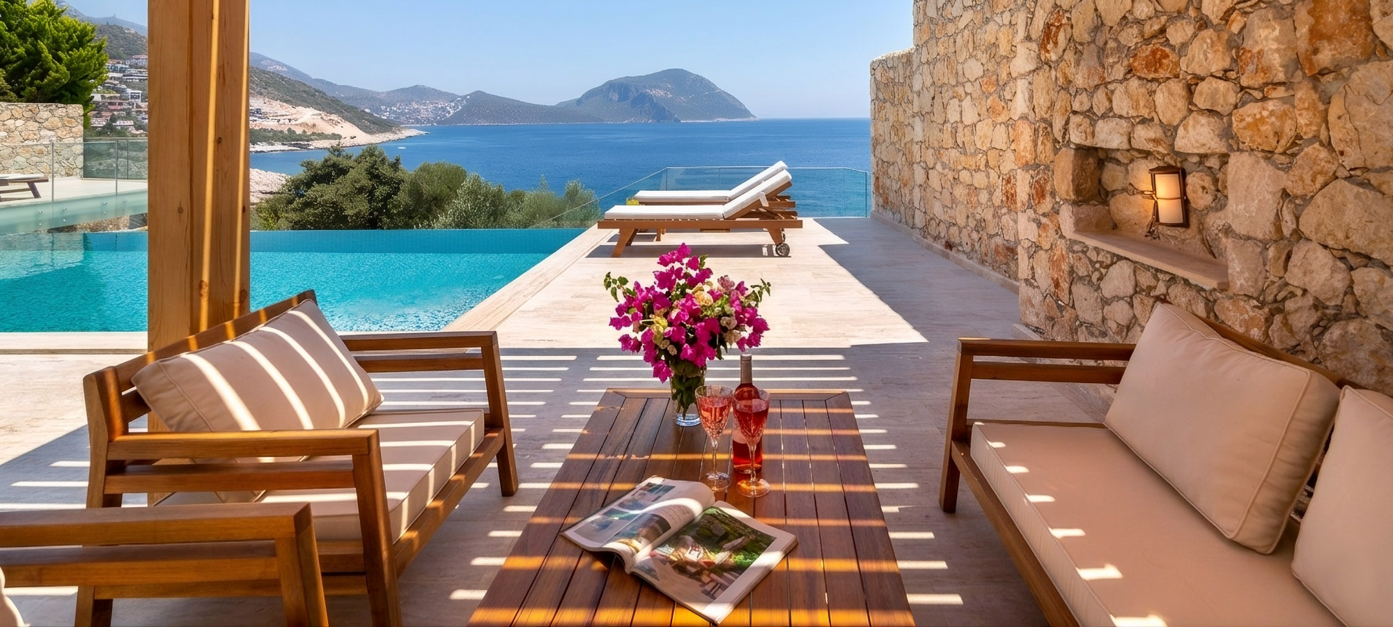 Kalkan villa terrace with sea views